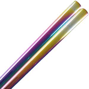 Flat Korean Stainless Steel Chopsticks Iridescent Rainbow