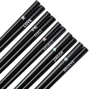 Kanji Chopsticks Set of 5 Pairs in Plastic Packet